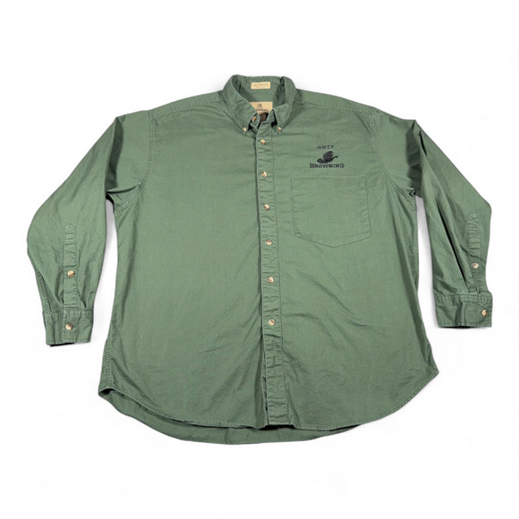 Vintage Browning Shirt Adult EXTRA LARGE Green NWTF Wild Turkey Hunting Y2K - Picture 1 of 11
